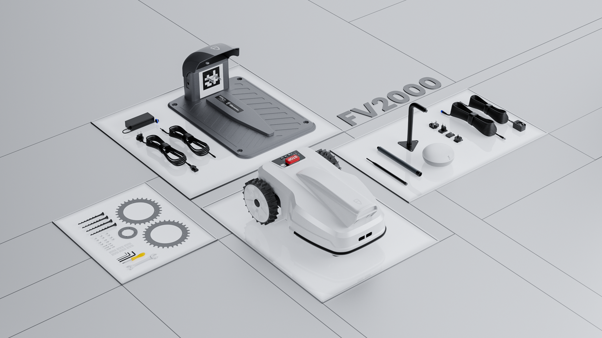 Tosaerba robotizzato automatico wireless FJD FV2000 per giardini